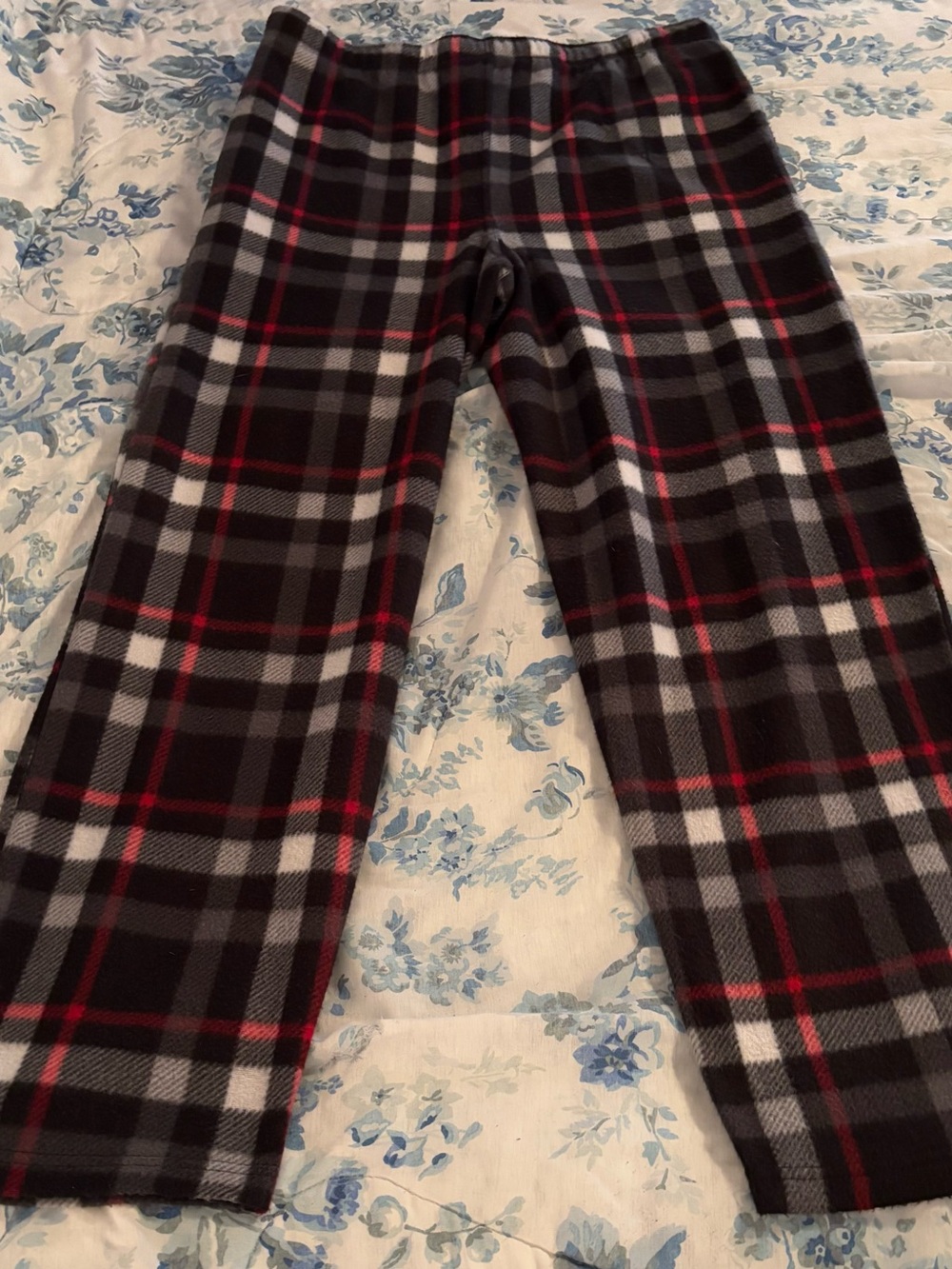Fruit of the Loom Black Plaid Fleece with Red and White Accents